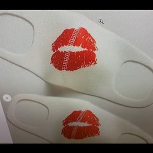 Women face mask with red lips